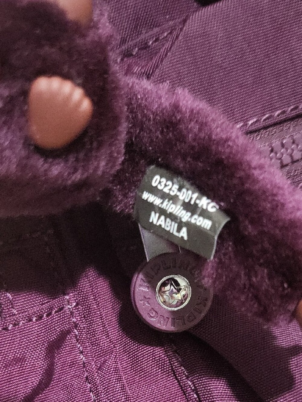 New Kipling Deep Plum Backpack with Signature Monkey Keychain - Picture 6 of 7